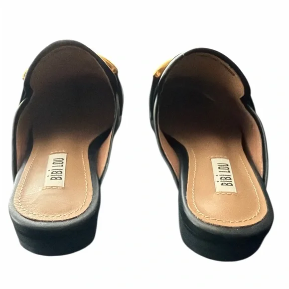 Bibi Lou Black Mule Loafers Gold Bit Detail Size 37 New - Picture 8 of 10